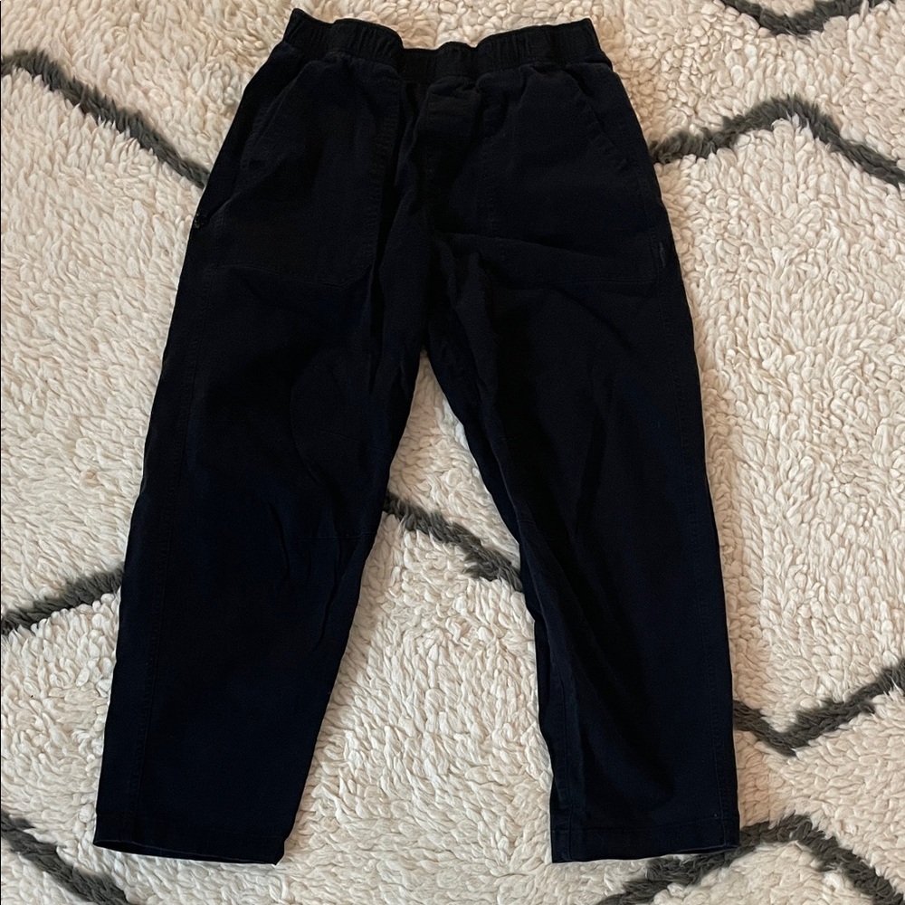 Black Elastic Waist Barrel Leg Pants